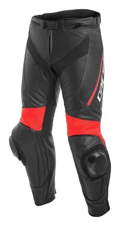 Dainese Delta 3 Leather Pants -Highway 21 shop dainese delta3 leather pants black black fluo red