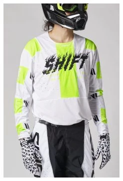 Shift Black Label Flame Jersey -Highway 21 shop shift label flame jersey wht white hi viz yellow 1